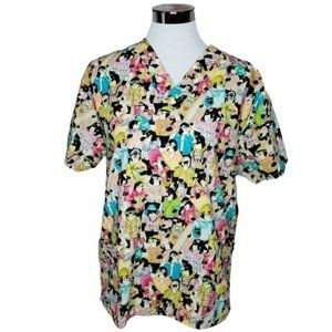Fundamentals Scrub Top Cool Penguins  S Small Pockets Nurse